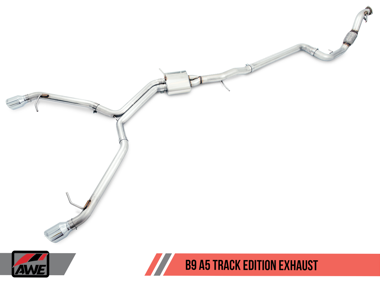 AWE Track Edition Exhaust Dual Outlet w/ DP - Chrome Tips for Audi B9 A5