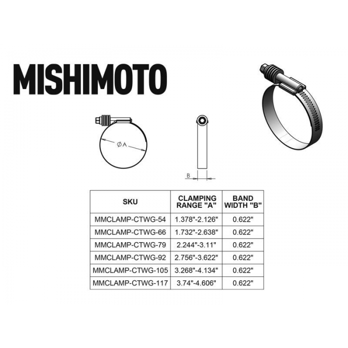 Mishimoto Constant Tension Worm Gear Clamp 3.74in.-4.61in. (95mm-117mm)