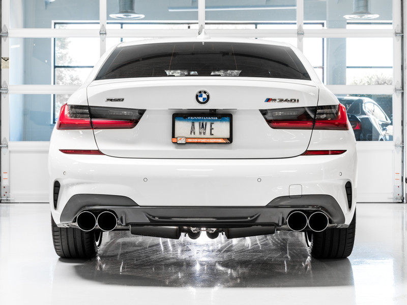 AWE Non-Resonated Touring Edition Exhaust for BMW G20 M340i - Chrome Silver Tips