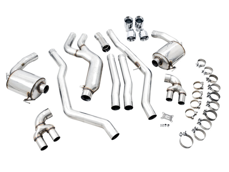 AWE Non-Resonated Touring Edition Exhaust for BMW G20 M340i - Chrome Silver Tips