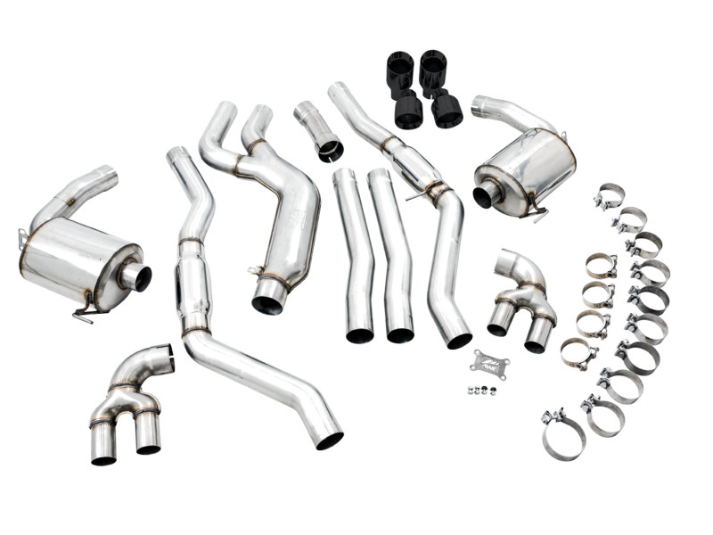 AWE Resonated Touring Edition Exhaust for BMW G20 M340i - Diamond Black Tips