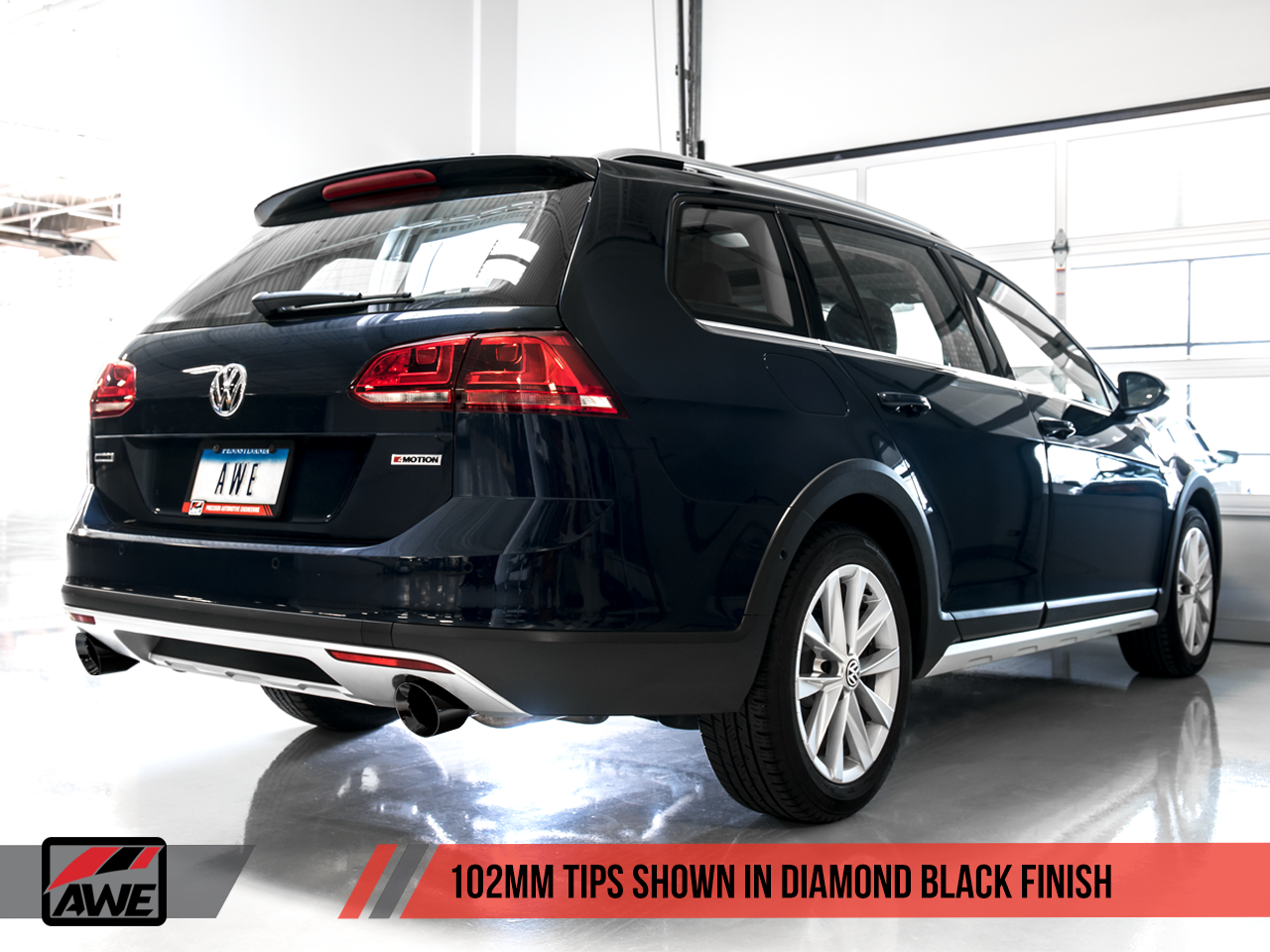 AWE Track Edition Exhaust for VW Golf Alltrack / Sportwagen 4Motion Black Tips