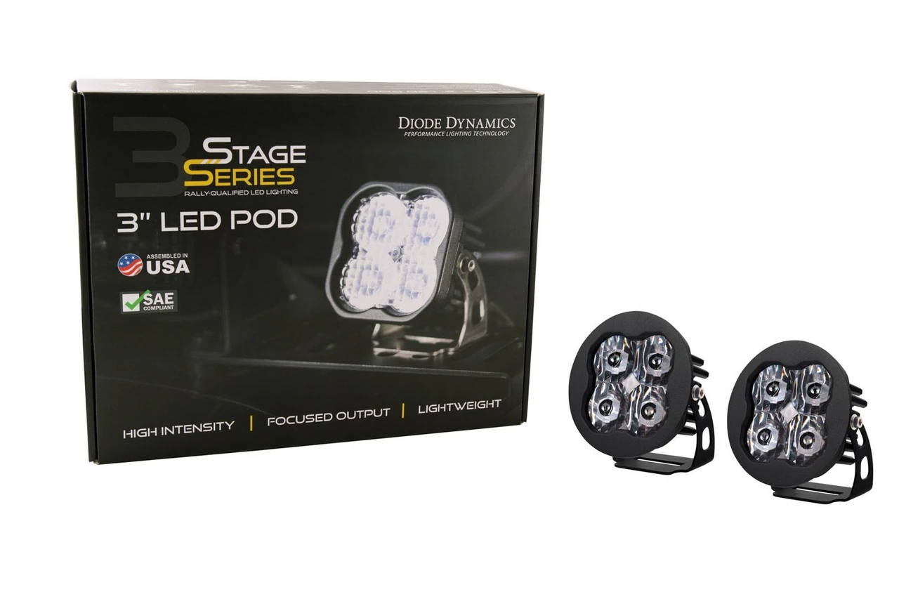 Diode Dynamics Worklight SS3 Sport White SAE Driving Round LED Pod Lights (pair)