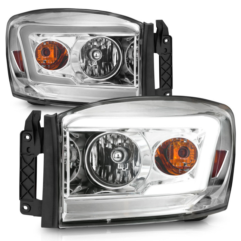 Anzo Headlights Chrome Housing/Clear Lens (w/ Light Bars) for 06-09 Dodge RAM