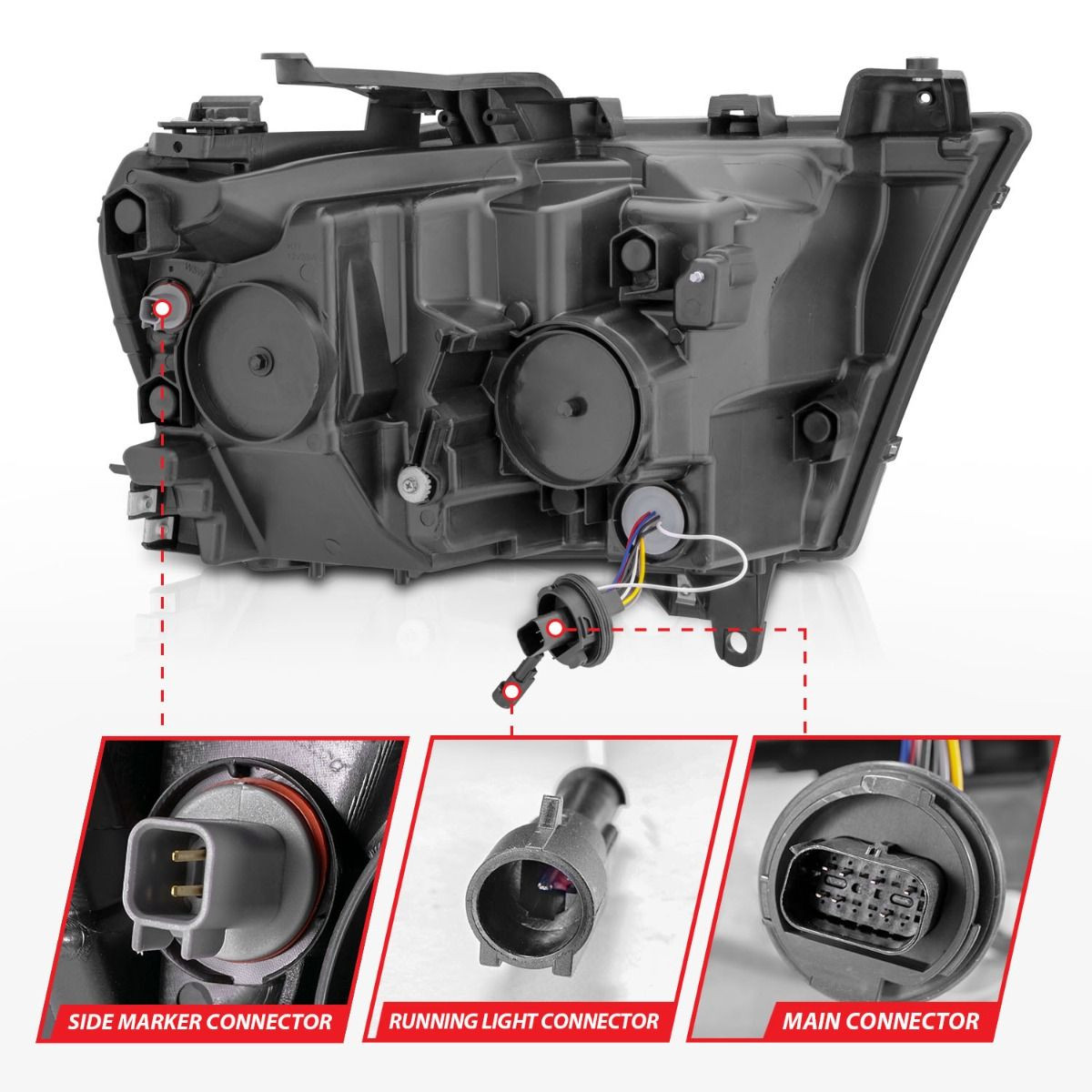 ANZO LED Projector Headlights w/Sequential Black (Driver) for 19-20 Ram 1500