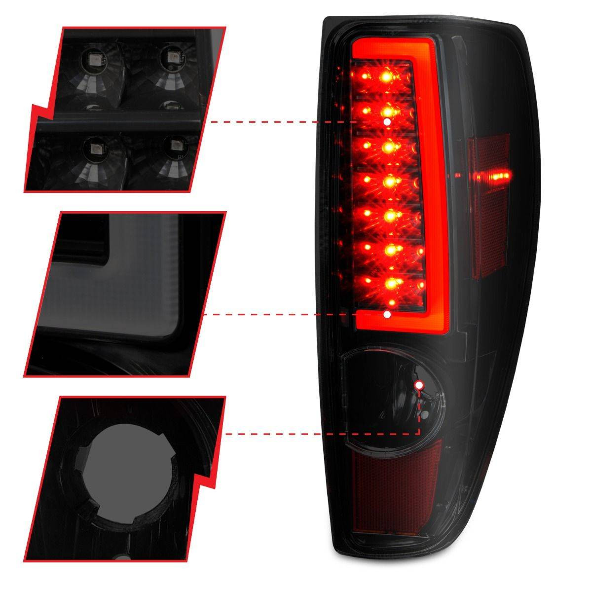 ANZO LED Tail Lights w/ Light Bar Black Housing Smoke for 04-12 Colorado/ Canyon