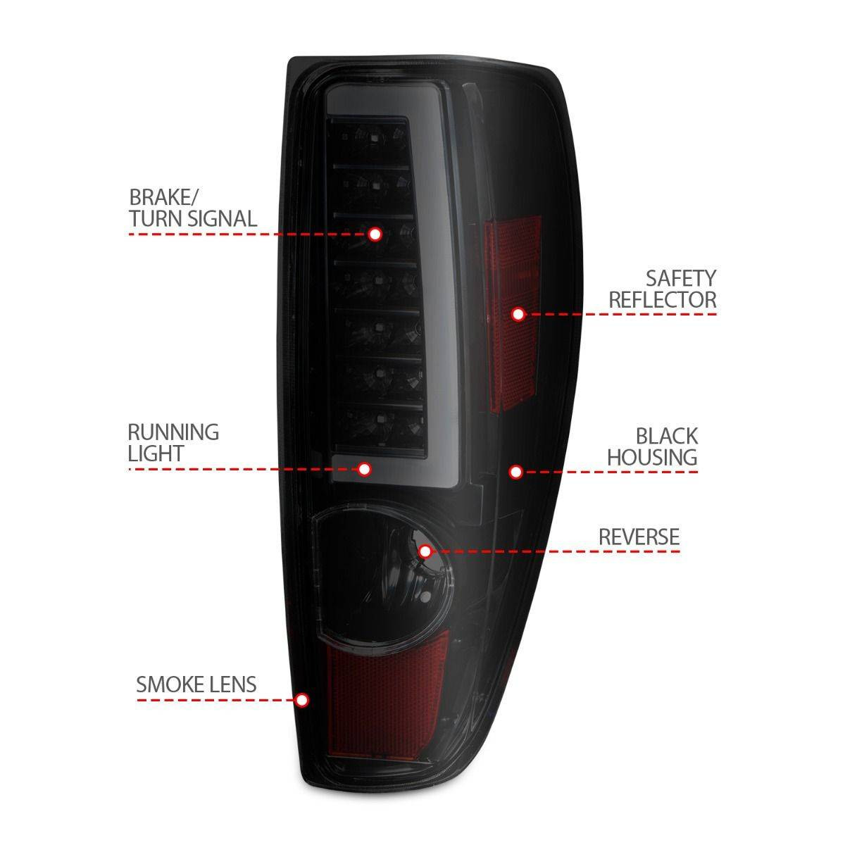 ANZO LED Tail Lights w/ Light Bar Black Housing Smoke for 04-12 Colorado/ Canyon