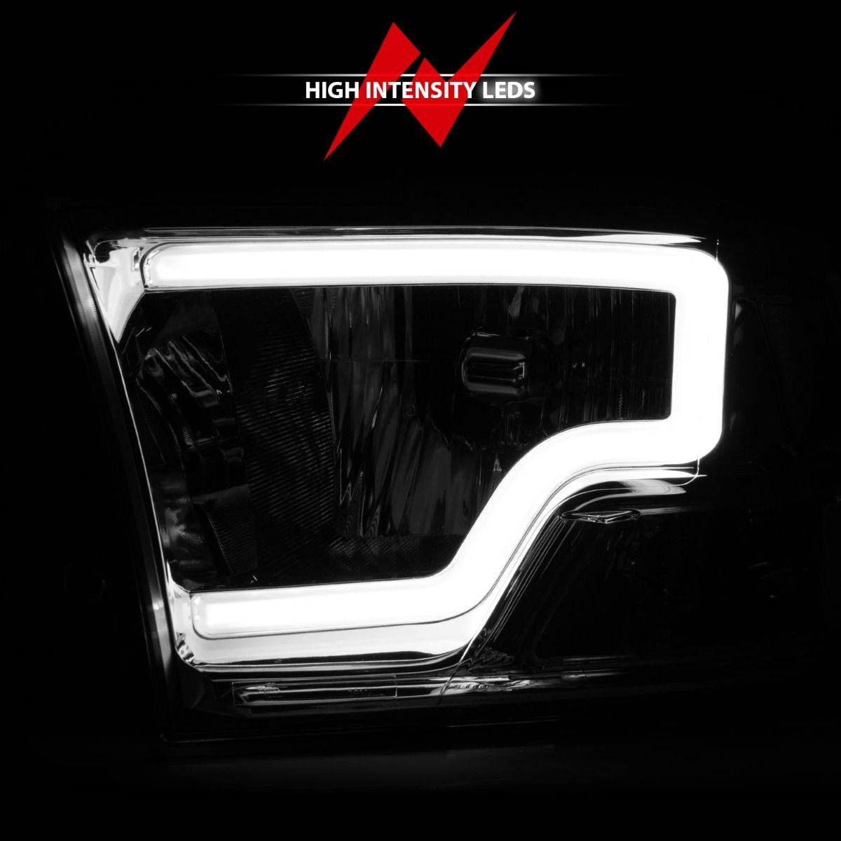 ANZO Crystal Headlights w/ Light Bar Chrome Housing for 09-18 Ram 1500