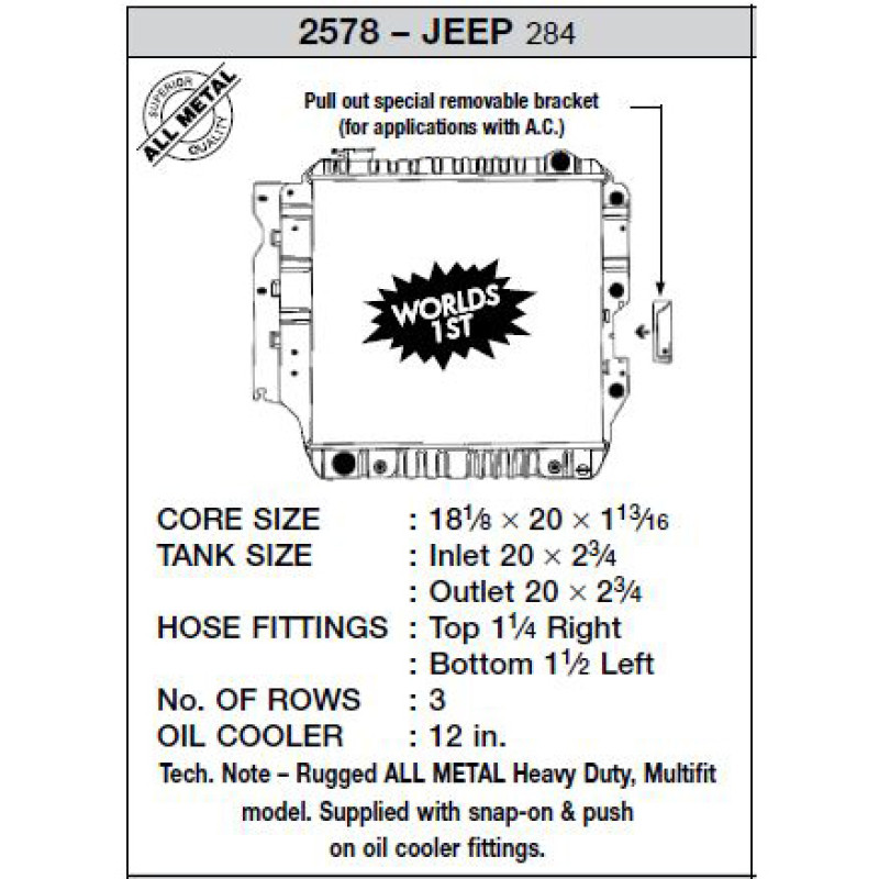 CSF OEM Plastic Radiator for 87-02 Jeep Wrangler 2.5L