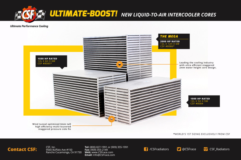 CSF Water/Air Bar & Plate Intercooler Core - 8.5" L x 6" H x 6" W