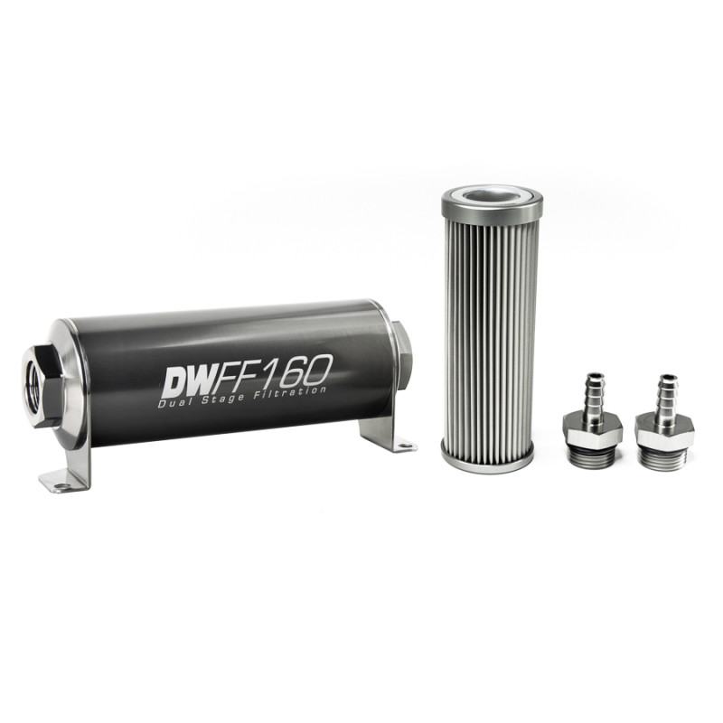 DeatschWerks 5/16in 10 Micron Universal Inline Fuel Filter Housing Kit (160mm)
