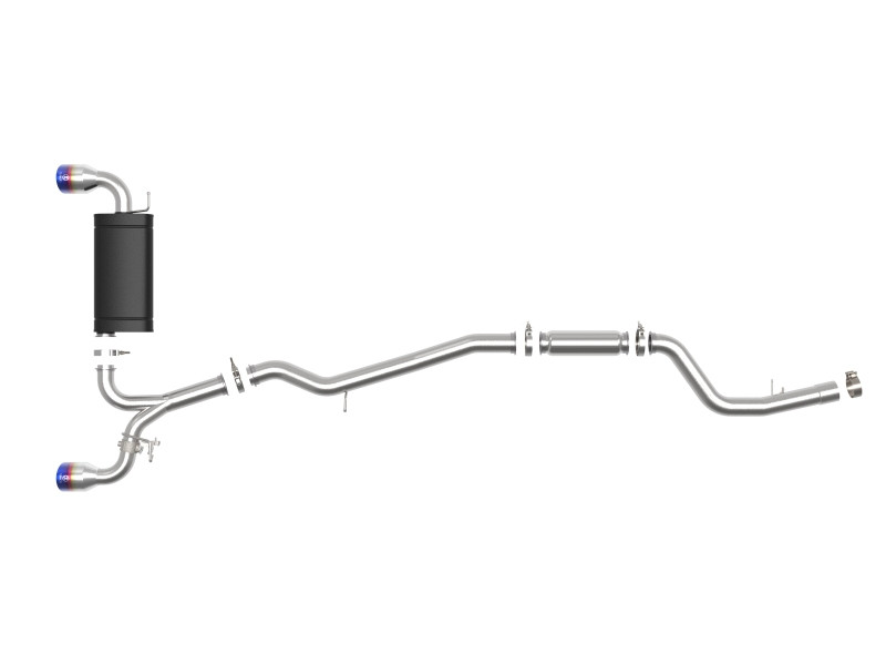 aFe POWER Takeda 2020 Toyota Supra L6-3.0L (t) 3in-2.5in 304 SS CB Exhaust Blue Flame Tips