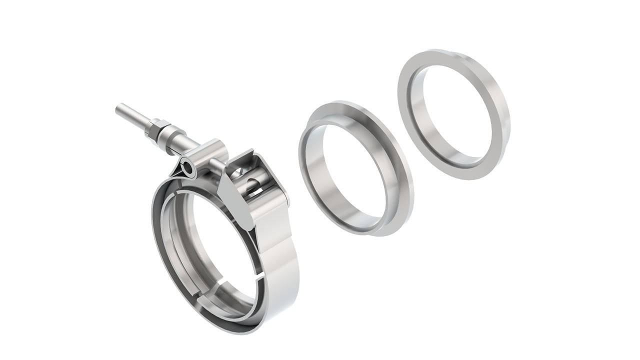 Borla Universal 2.25in Stainless Steel 3pc V-Band Clamp w/ Male and Female Flanges