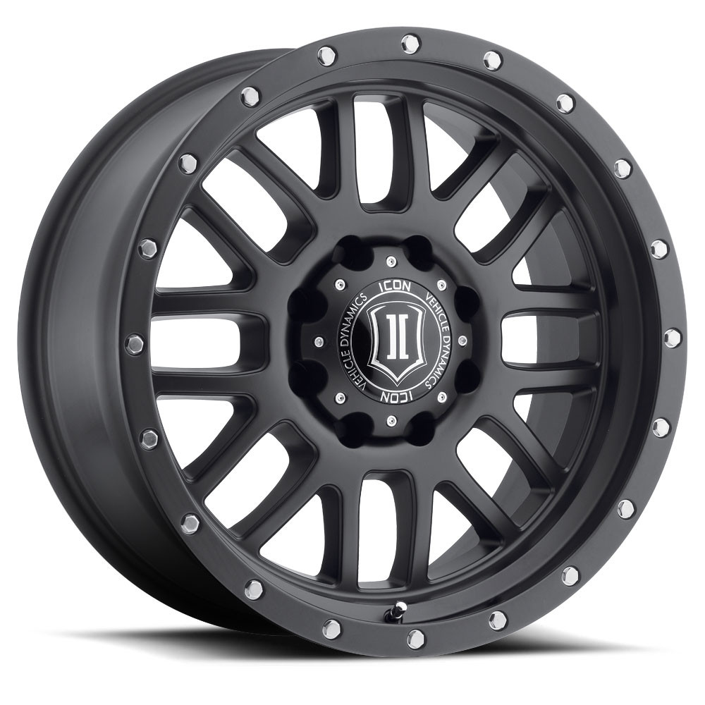 ICON Alpha 17x8.5 6x5.5 0mm Offset 4.75in BS 106.1mm Bore Satin Black Wheel