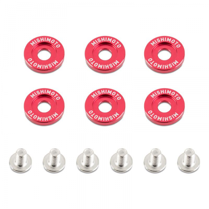 Mishimoto M6 X 1.0 Fender Washer and Bolt Kit, 20mm OD, 6 pcs - Red