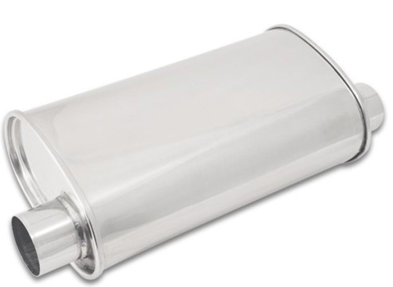 Vibrant STREETPOWER Oval Muffler, 2.5" inlet/outlet (Offset-Offset Same Side)