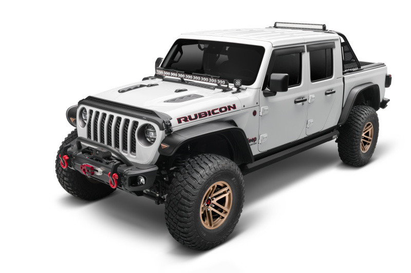 AVS Aeroskin Low Profile Hood Shield w/ Lights - Black for 19+ Wrangler (JL)