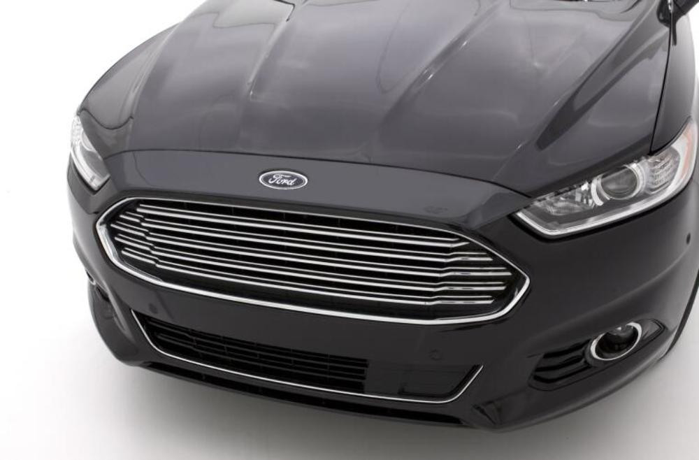 AVS Aeroskin Low Profile Acrylic Hood Shield - Smoke for 13-16 Ford Fusion (Grille Fascia Mount)