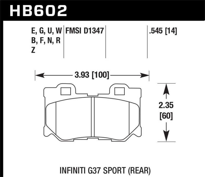 Hawk Ceramic Rear Brake Pads for 09+ 370z Sport / 08+ g37 Sport - HB602Z.545