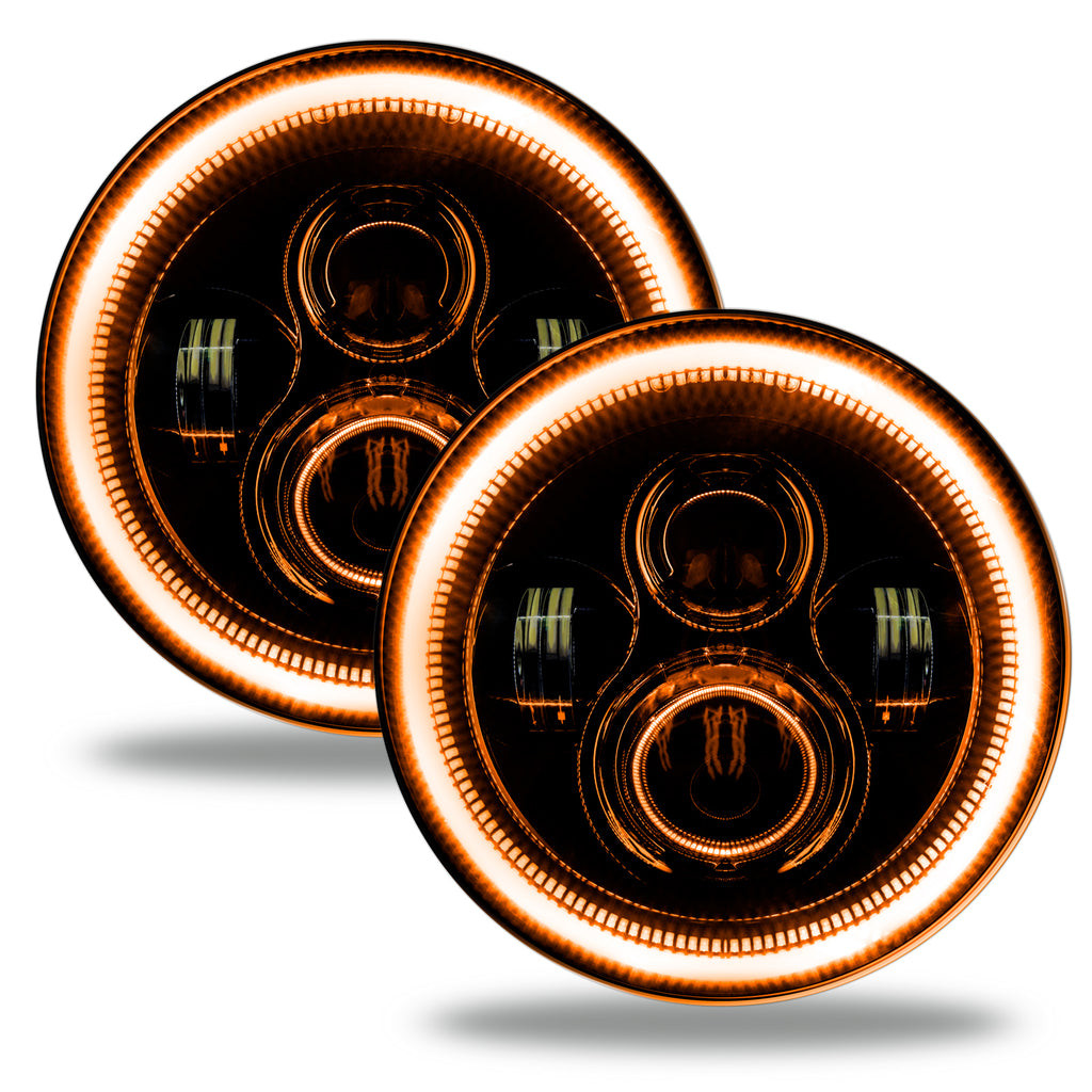 Oracle 7" High Powered LED Headlights - Black Bezel - Amber
