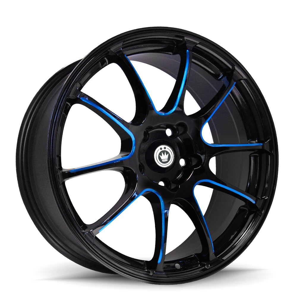 Konig Illusion 18x8 5x114.3 ET45 Black/Ball Cut Blue Wheel