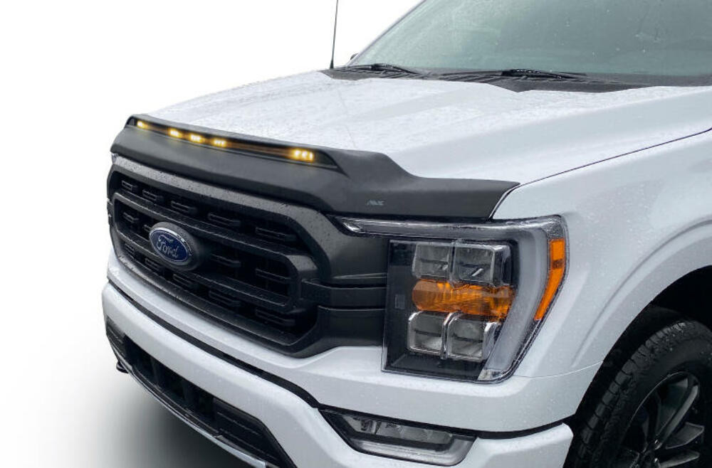 AVS Aeroskin Low Profile Hood Shield w/ Lights - Black for 21-22 Ford F-150