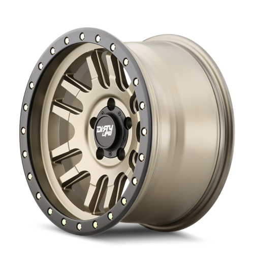 Dirty Life 9309 Canyon Pro 17x9 5x127 -12mm Satin Gold w/ Black Lip Wheel