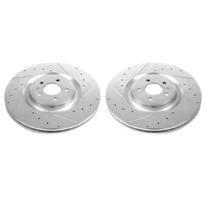 Power Stop Front Evolution Drilled & Slotted Brake Rotors for 13-14 Ford Mustang