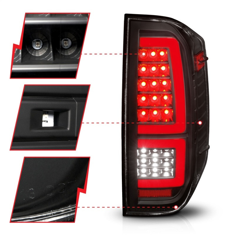 ANZO LED Taillights Black Housing/Clear Lens for 2014-2021 Toyota Tundra