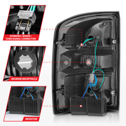 ANZO LED Tail Lights Black Housing Smoke Lens for 2014-2018 GMC Sierra