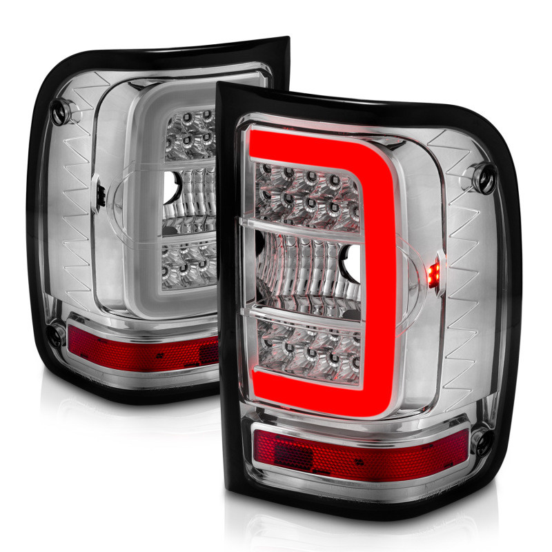 ANZO LED Tail Lights w/ Light Bar Chrome Housing Clear Lens for 01-11 Ranger