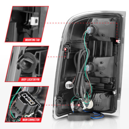 ANZO LED Tail Lights w/ Light Bar Black Housing Clear Lens for 07-13 GMC Sierra