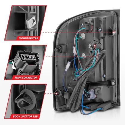 ANZO LED Tail Lights w/ Light Bar Black Housing Smoke for 07-13 Silverado1500