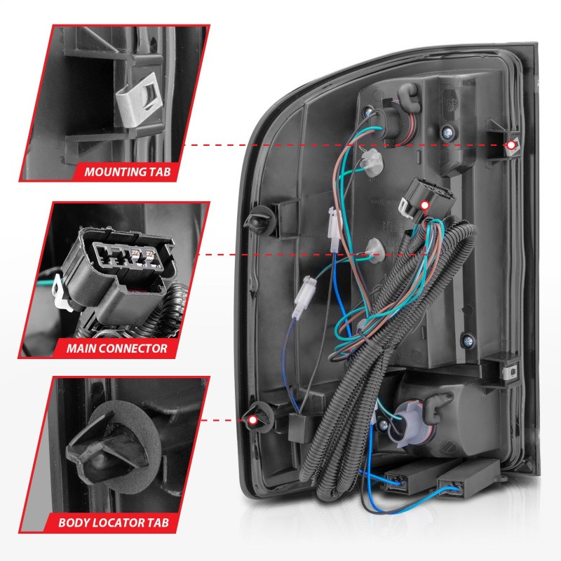 ANZO LED Tail Lights w/ Light Bar Black Housing Smoke for 07-13 Silverado1500