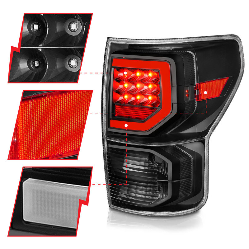 Anzo Full LED Tailights Black Housing Clear Lens G2 for 07-11 Toyota Tundra