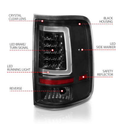ANZO LED Tail Lights w/ Light Bar Black Housing Clear Lens for 04-06 Ford F-150