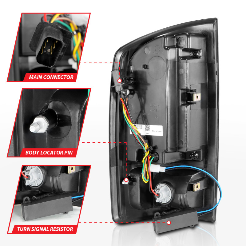 ANZO LED Tail Lights w/ Light Bar Black Housing Smoke Lens for 02-06 Ram 1500