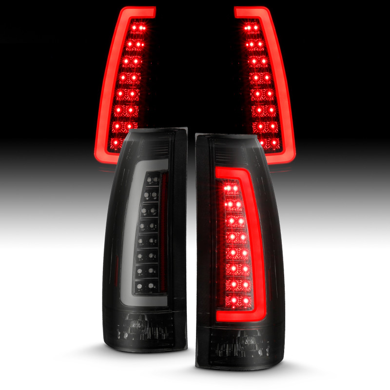 ANZO LED Taillights Black Housing Smoke Lens for 99-00 Cadillac Escalade