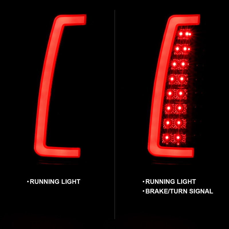 ANZO LED Taillights Black Housing Smoke Lens for 99-00 Cadillac Escalade