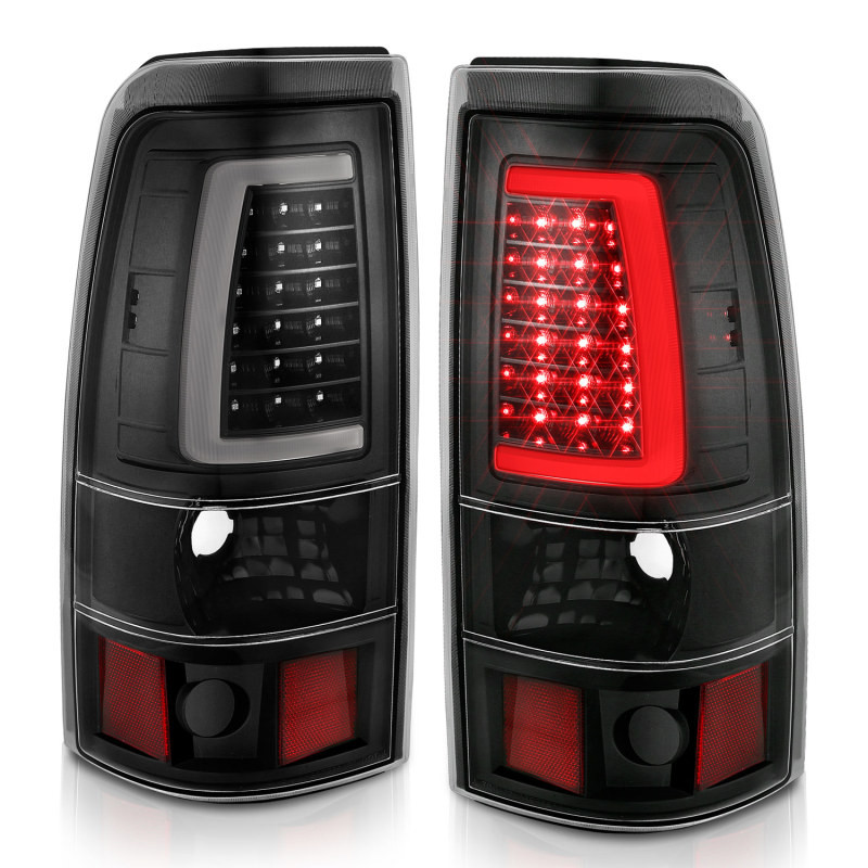 ANZO LED Taillights Plank Style Black w/Clear Lens for 99-02 Silverado 1500