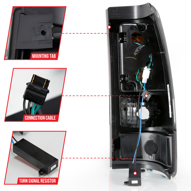 ANZO LED Taillights Plank Style Black w/Clear Lens for 99-02 Silverado 1500