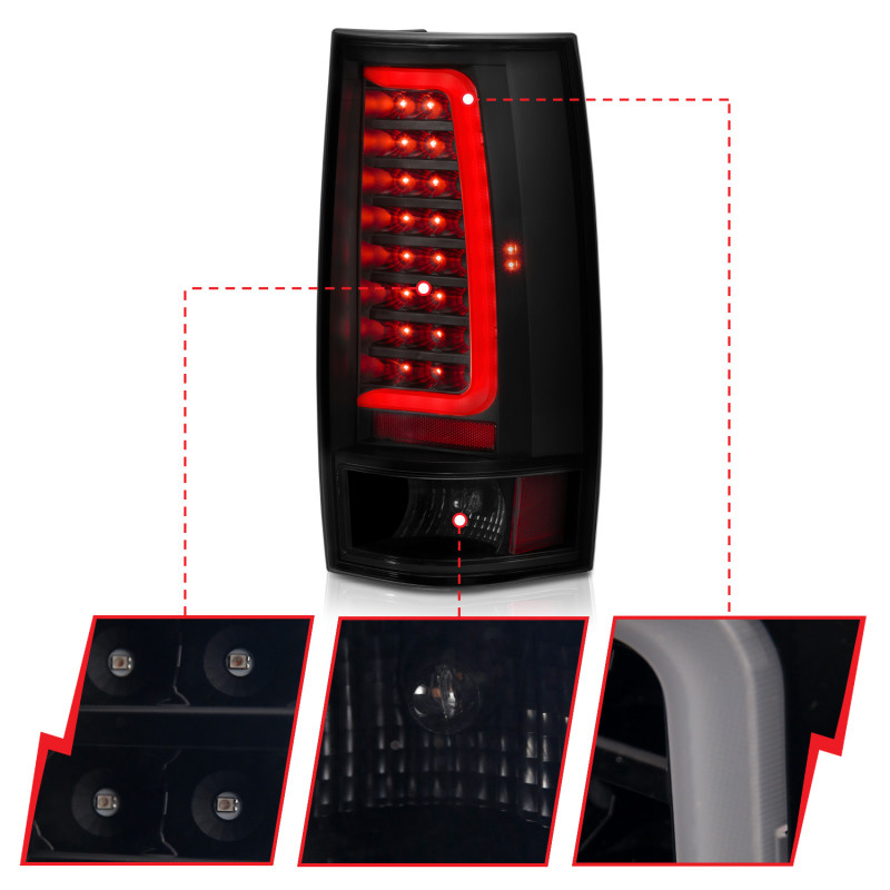 ANZO LED Taillight Plank Style Black w/Smoke Lens for 07-14 Chevy Tahoe