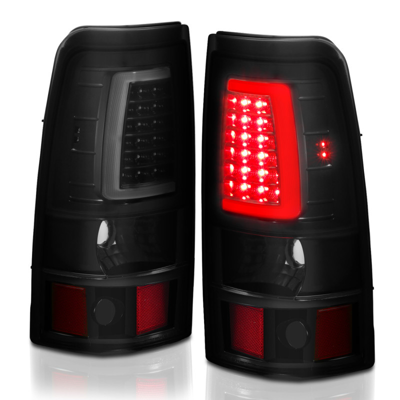 ANZO LED Taillights Plank Style Black w/Smoke Lens for 03-06 Silverado 1500