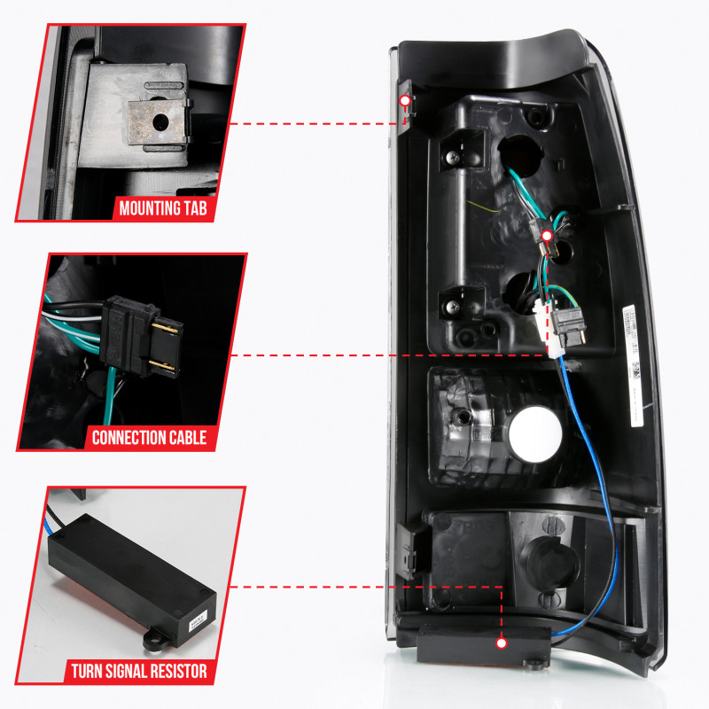 ANZO LED Taillights Plank Style Black w/Smoke Lens for 03-06 Silverado 1500