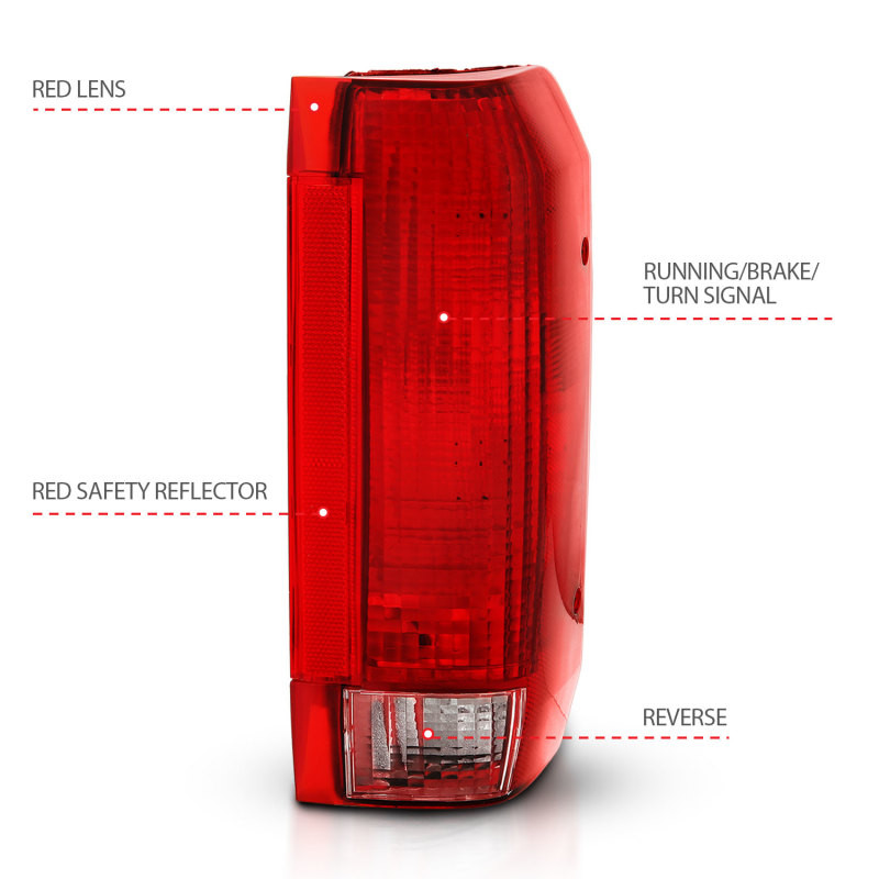 ANZO Taillight Red/Clear Lens (OE Replacement) for 1992-1996 Ford Bronco