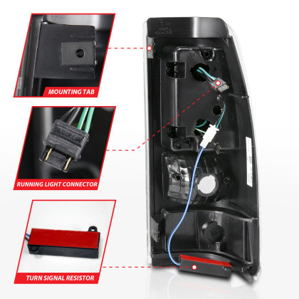 ANZO LED Taillights Plank Style Black w/Clear Lens for 03-06 Silverado 1500