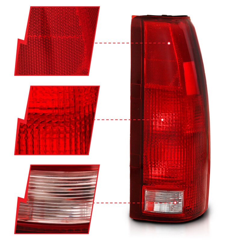 ANZO Taillight Red/Clear Lens (OE Replacement) for 1988-1999 Chevy C1500