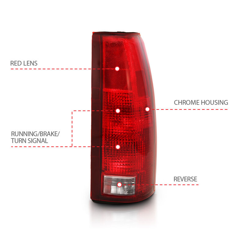 ANZO Taillight Red/Clear Lens w/ Circuit Board for 88-99 Chevy C1500