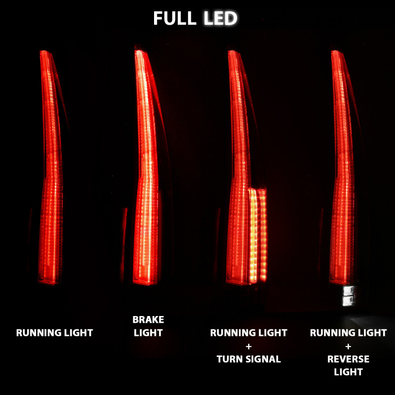ANZO Led Taillights Red/Clear for 2007-2014 Cadillac Escalade