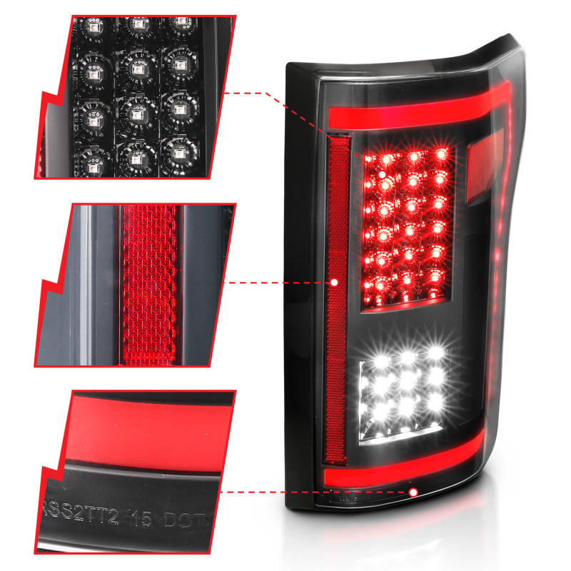 ANZO LED Taillights Black w/ Sequential for 15-17 Ford F-150